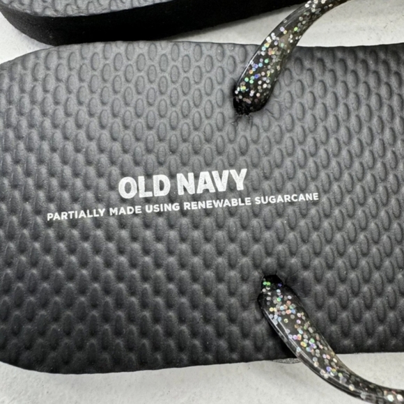 SPARKLE Old Navy Flip Flops Shoes Pool Slippers Black Glitter Charcol NEW 8M - Picture 4 of 6